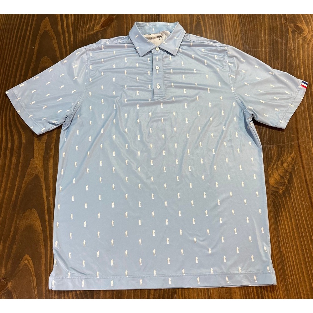 USAG U Suck At Golf Mens Blue Novelty Golfer Print Performance Polo Shirt Large - Picture 3 of 7